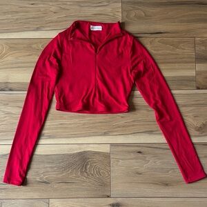 OOTDFash Vibrant Red Zip-Up Crop Top